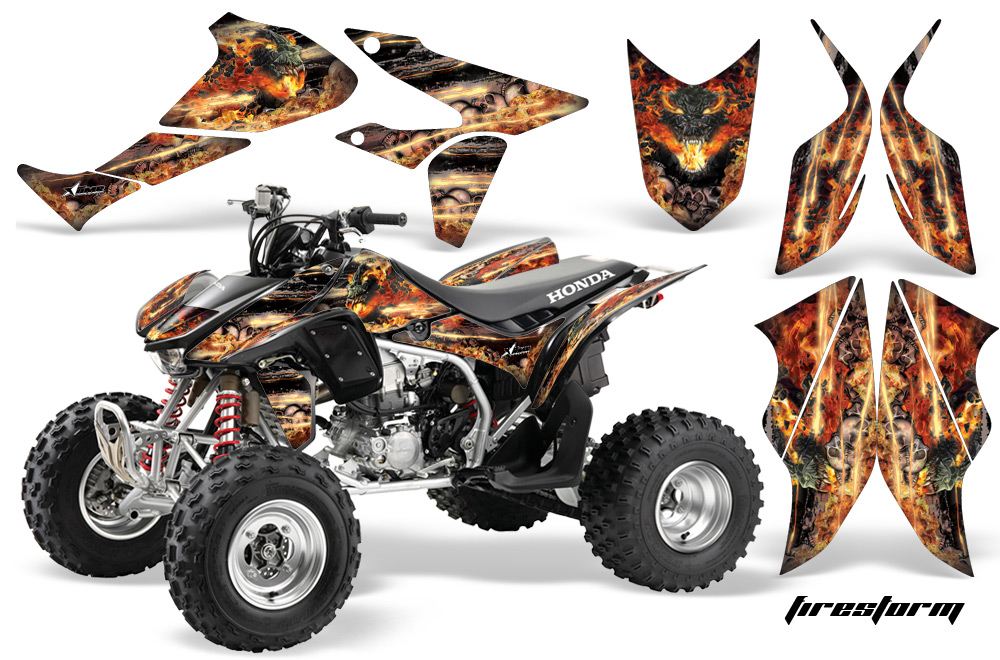 Honda TRX450 Graphics Kit BLACK-FIRESTORM